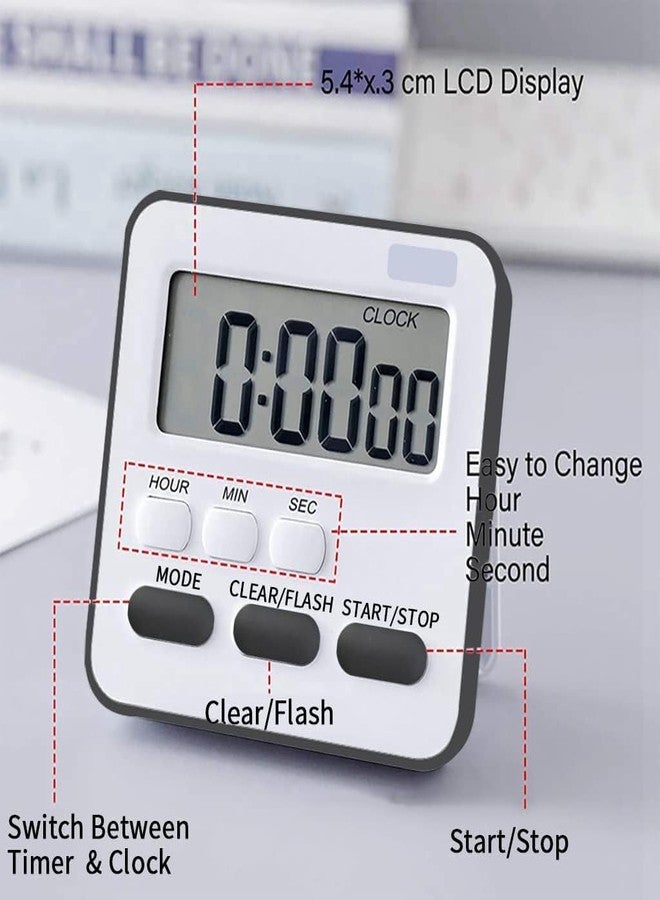 Topinon Digital Kitchen Timer & Stopwatch, Countdown Large Digits, Loud Alarm, Magnetic Stand Round, for Cooking | Baking | Kids Study Teacher Shower Bathroom Oven Round Back Stand Hanging Hole - Image 3